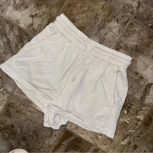Women’s Zara Brand White Summer Sweat Style Comfortable Soft Cozy Shorts Size: S